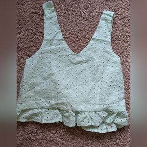 Open back cropped scallop tank top